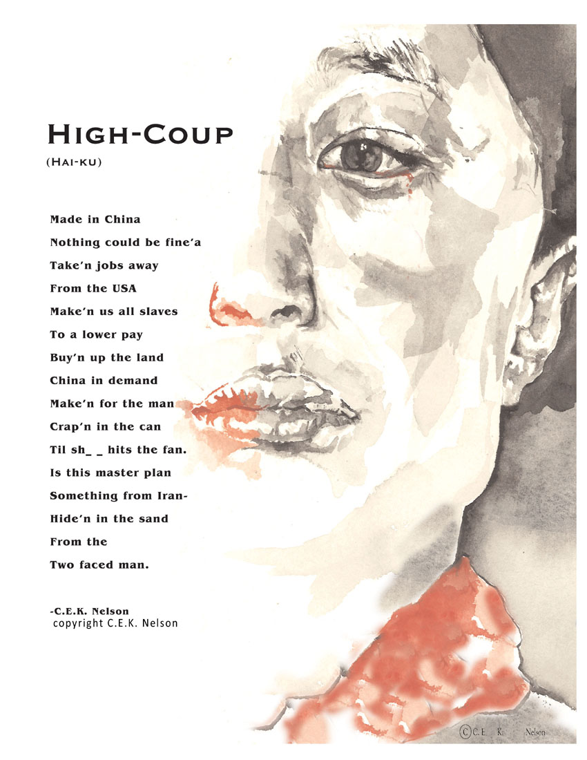 High Coup by C.E.K. Nelson, watercolor painting by author